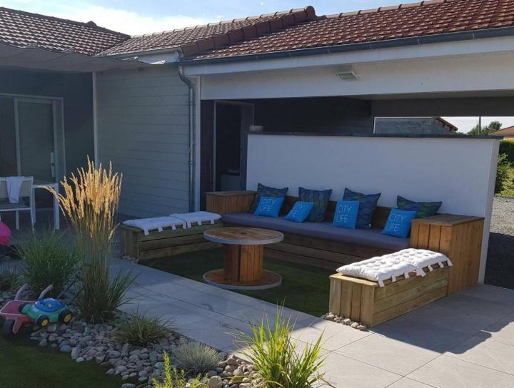 Jardin en lame de terrasse