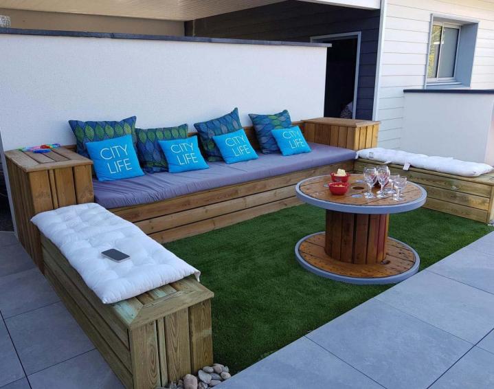 Jardin en lame de terrasse